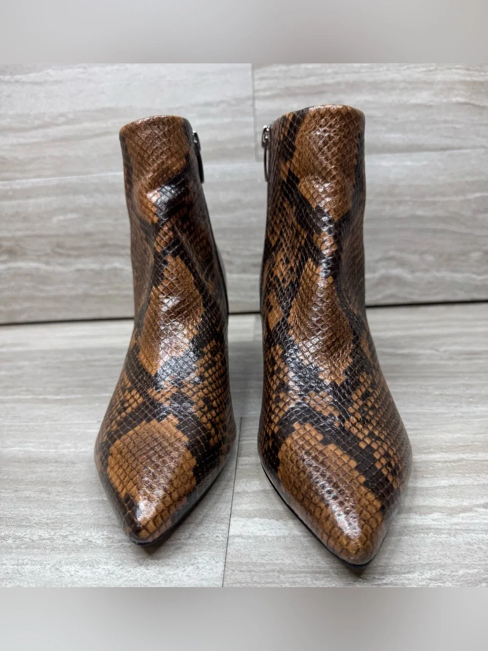 Marc Fisher Jarli Snake-Print Pointed Toe Ankle Boots Womens Size 6.5